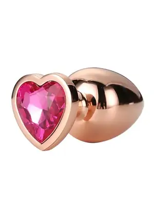 Análne šperky - Gleaming Love análny kolík rosegold ružové srdce M - dc21790