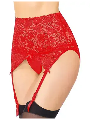 Erotické podväzky - Wanita Gloria podväzkový pás a tanga nohavičky červené - wanP5159-2-M - M