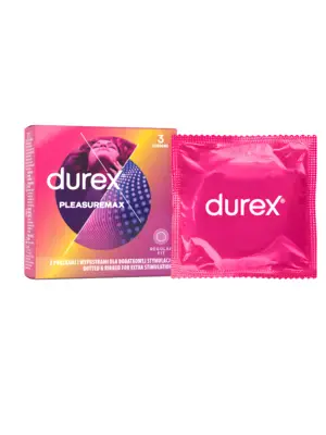Kondómy vrúbkované a s výstupkami - DUREX kondómy Pleasuremax 3 ks - 5038483175545