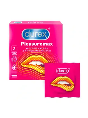 Kondómy vrúbkované a s výstupkami - DUREX kondómy Pleasuremax 3 ks - 5038483175545