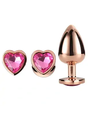 Análne šperky - Gleaming Love Set análnych kolíkov rosegold ružové srdce 3ks - dc21792
