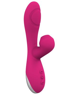 Vibrátory na G-bod - Romant Flap vibrátor rabbit s poklepom a tlakovým stimulátorom na klitoris ružový - RMT120pnk