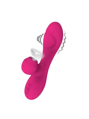 Multifunkčné vibrátory - Romant Flap vibrátor rabbit s poklepom a tlakovým stimulátorom na klitoris ružový - RMT120pnk