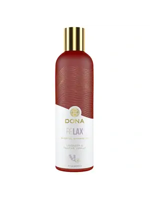 Masážne oleje - DONA Esenciálny masážny olej relaxačný Levanduľa a vanilka 120 m - E27126