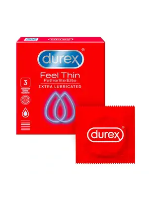 Kondómy s extra lubrikáciou - DUREX kondomy Feel Thin Fetherlite Elite Extra Lubricated 3ks - 5010232967823