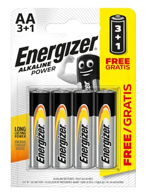 Nabíjačky a batérie - Energizer Alkaline Power -Tužkové batérie AA/4 3+1 zdarma - EB011