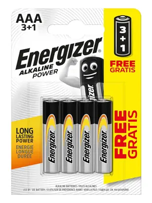 Nabíjačky a batérie - Energizer Alkaline Power - Mikrotužkové batérie AAA/4 3+1 zdarma - EB010