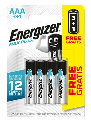 Nabíjačky a batérie - Energizer MAX Plus - Mikrotužkové baktérie AAA/4 3+1 zdarma - EM008