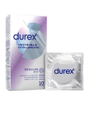 Kondómy s extra lubrikáciou - Durex Invisible Extra Lubricated kondómy 10ks - 5900627071269