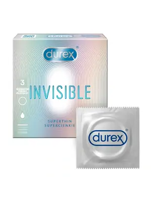 Ultra jemné a tenké kondómy - Durex Invisible kondómy 3 ks - 5052197045246