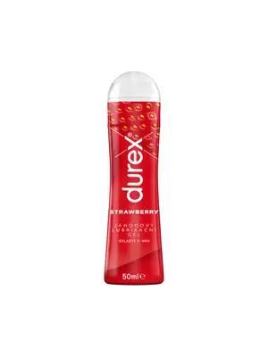 Lubrikačné gély s príchuťou alebo vôňou - Durex Strawberry lubrikačný gél 50 ml - 5997321773674