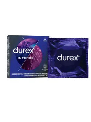 Kondómy vrúbkované a s výstupkami - Durex Intense kondómy 3 ks - 5900627068351