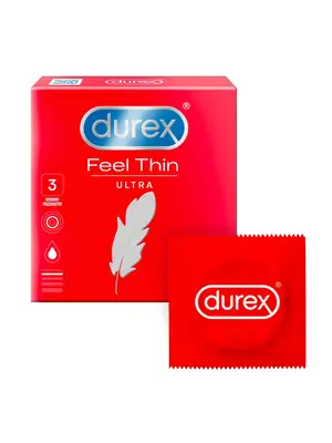 Ultra jemné a tenké kondómy - Durex Feel Thin Ultra kondómy 3 ks - 5997321773414