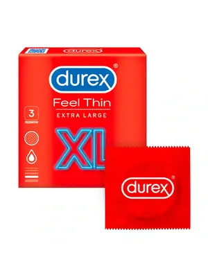 Ultra jemné a tenké kondómy - Durex Feel Thin XL kondómy 3 ks - 5900627095623