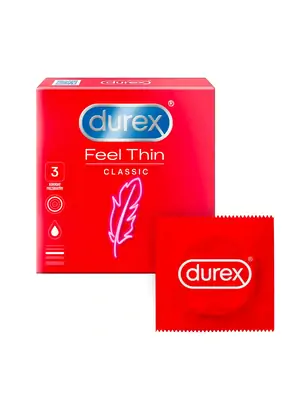 Ultra jemné a tenké kondómy - Durex Feel Thin Classic kondómy 3 ks - 5997321773384