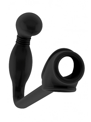Nevibračné análne kolíky - Sono Erekčný krúžok a stimulátor prostaty No.2 - čierny - shmSON002BLK