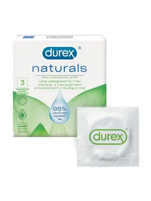 Špeciálne kondómy - Durex Naturals kondómy 3 ks - 5900627095685