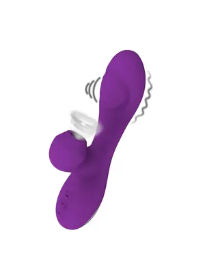 Multifunkčné vibrátory - Romant Flap vibrátor rabbit s poklepom a tlakovým stimulátorom na klitoris fialový - RMT120pur