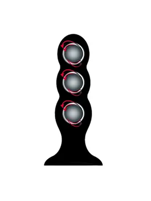 Nevibračné análne kolíky - BASIC X Quinn ThreeBall análny kolík s rotačnými guličkami čierny - BSC00397-L