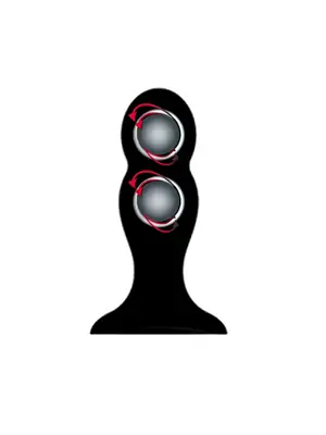 Nevibračné análne kolíky - BASIC X Quinn TwoBall análny kolík s rotačnými guličkami čierny - BSC00397-M