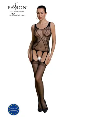 Bodystocking a catsuit - Passion ECO catsuit BS007 čierny - ECOBS007black