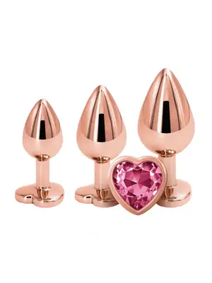 Análne šperky - REAR Set análnych kolíkov Rose Gold Pink Heart - v281030