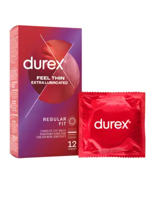 Kondómy s extra lubrikáciou - Durex kondómy Feel Thin Fetherlite Elite Extra Lubricated 12 ks - 5010232964617