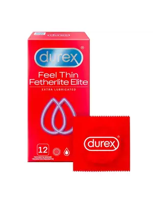 Kondómy s extra lubrikáciou - Durex kondómy Feel Thin Fetherlite Elite Extra Lubricated 12 ks - 5010232964617