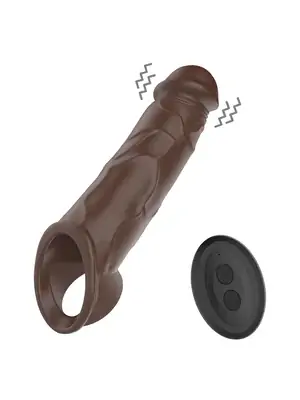 Návleky na penis - BASIC X vibračný návlek na penis hnedý - BSC00430brown