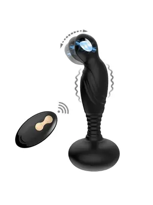 Masáž prostaty - BASIC X Ralph stimulátor prostaty s pohyblivou špičkou a elektrostimuláciou  čierny - BSC00428blk