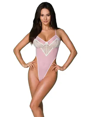 Erotické body a korzety - Avanua Body Pamela - ružové - 5901721608702 - L/XL