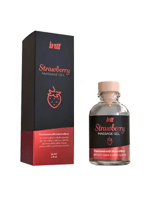 Lubrikační gely pro orální sex - intt Strawberry Masážny gél s hrejivým efektom 30 ml - 5600692473974