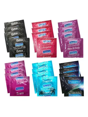 Akčné a darčekové sady kondómov - Pasante kondómy Testovacia sada č.3 - 24 ks - 8594072769399