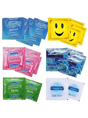 Akčné a darčekové sady kondómov - Pasante kondómy Testovacia sada č.4 - 22 ks - 8594072769405