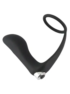 Masáž prostaty - Black Velvets Vibračný análny kolík s erekčným krúžkom - 5958530000