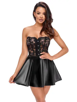 Erotické šaty - NOIR Šaty s čipkovým korzetom - čierne - 27185611051 - XL