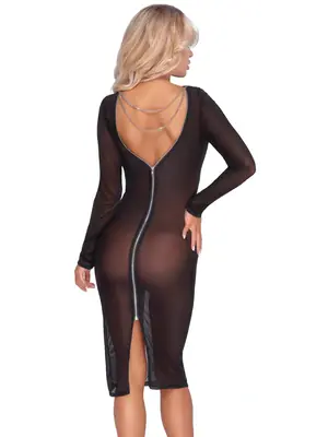 Erotické šaty - Cottelli Party Šaty so zipsom a retiazky vzadu - čierne - 27184801041 - L