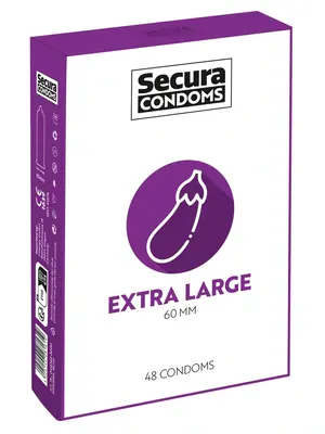 Extra veľké kondómy - Secura kondómy Extra Large 48 ks - 4165680000