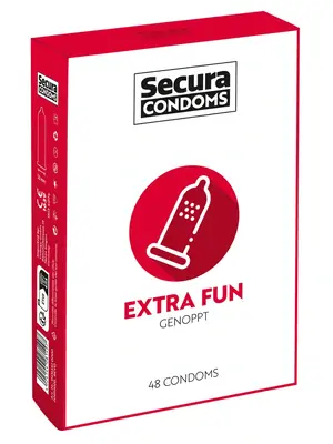 Kondómy vrúbkované a s výstupkami - Secura kondómy Extra Fun 48 ks - 4165330000