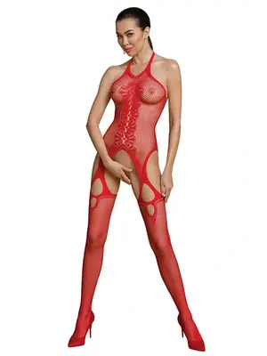 Bodystocking a catsuit - Passion ECO Bodystocking BS013 červený - ECOBS013red