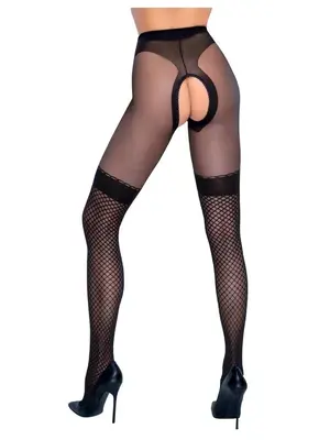 Erotické pančuchy - Cottelli Legwear Pančucháče (30DEŇ) - čierne - 25303251611 - 2 (S)