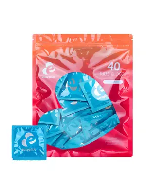 Kondómy vrúbkované a s výstupkami - EasyGlide Ribs and Dots kondómy 40 ks - ecEGC006