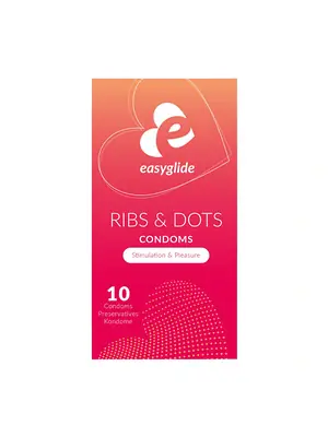 Kondómy vrúbkované a s výstupkami - EasyGlide Ribs and Dots kondómy 10 ks - ecEGC005