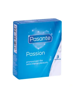 Kondómy vrúbkované a s výstupkami - Pasante kondómy Passion - Ribbed 3 ks - pasante-ribbed-3ks