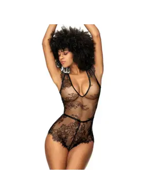 Erotické body a korzety - Mapalé Romper čipkové body - čierne - shm7481BLKLXL - L/XL