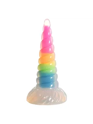 Dildá s prísavkou - XR Brands dildo UniGlow - Glow-in-the-Dark Rainbow - shmAH310