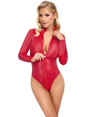 Erotické body a korzety - Cottelli Party Body - červené - 26444443041 - L