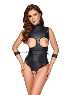 Erotické body a korzety - Cottelli Bondage body - čierne - 26445171031 - M