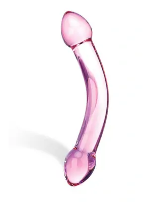 Obojstranné dildá, dvojité - Gläs Obojstranné sklenené dildo - ružové - E25415