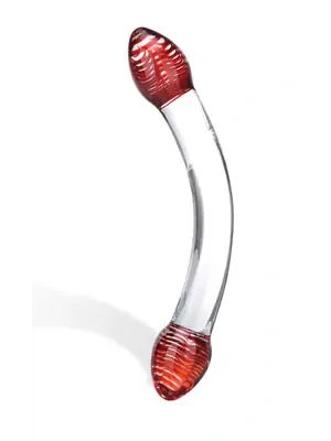 Obojstranné dildá, dvojité - Gläs Red Head Obojstranné sklenené dildo - E25406